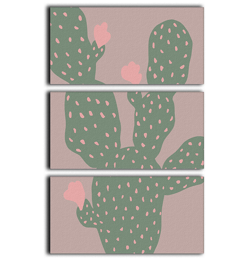 A beautiful Green Cactus 3 Split Panel Canvas Print showcasing vibrant cacti against a serene background, perfect for home decor.