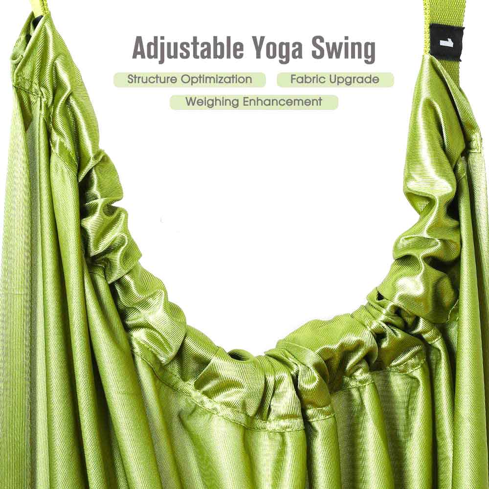 Green Fitness Yoga Strap Band with adjustable foam wheels for door installation, designed for flexibility and stretching exercises.