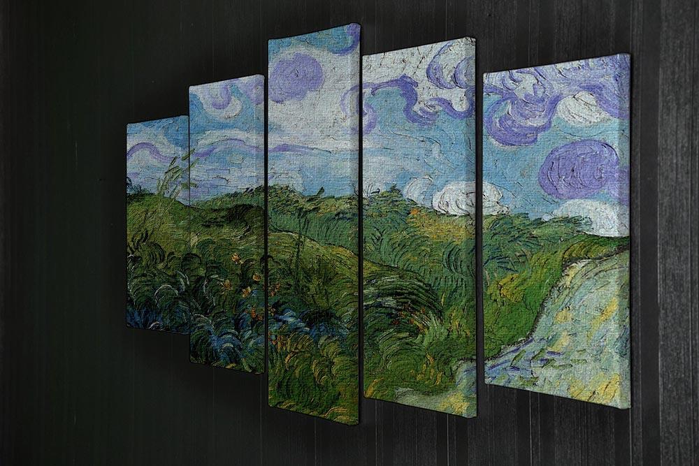 A beautiful 5 split panel canvas artwork featuring Van Gogh's Green Wheat Fields, showcasing vibrant colors and dynamic design.
