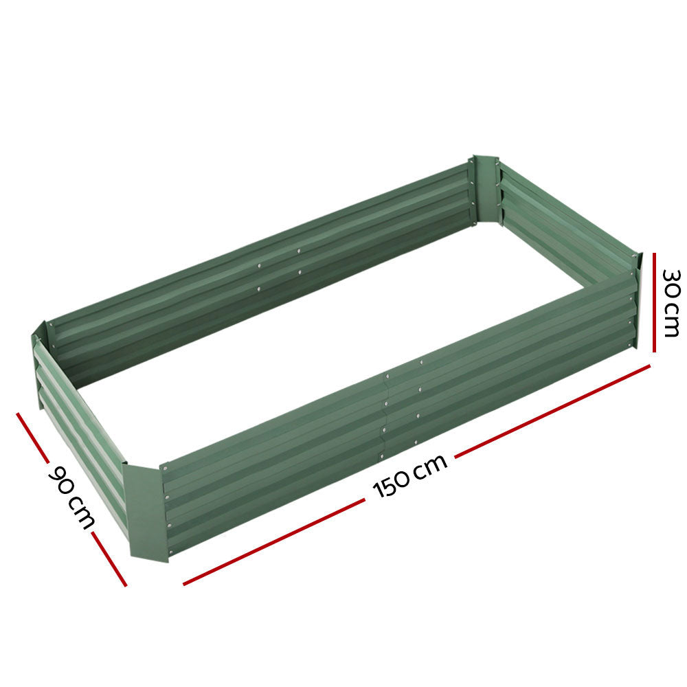 Greenfingers Garden Bed made of galvanized steel, measuring 150cm x 90cm, ideal for growing vegetables and flowers.