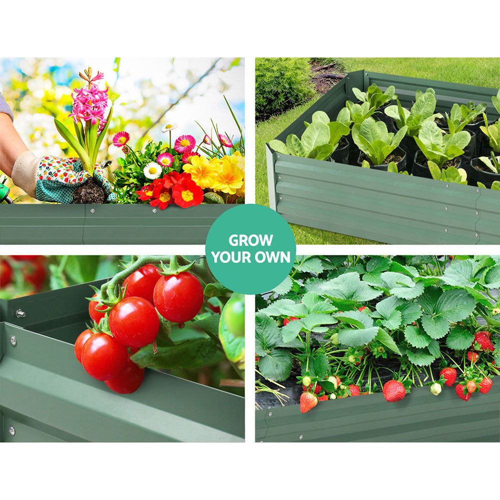 Greenfingers Garden Bed made of galvanized steel, measuring 150cm x 90cm, ideal for growing vegetables and flowers.