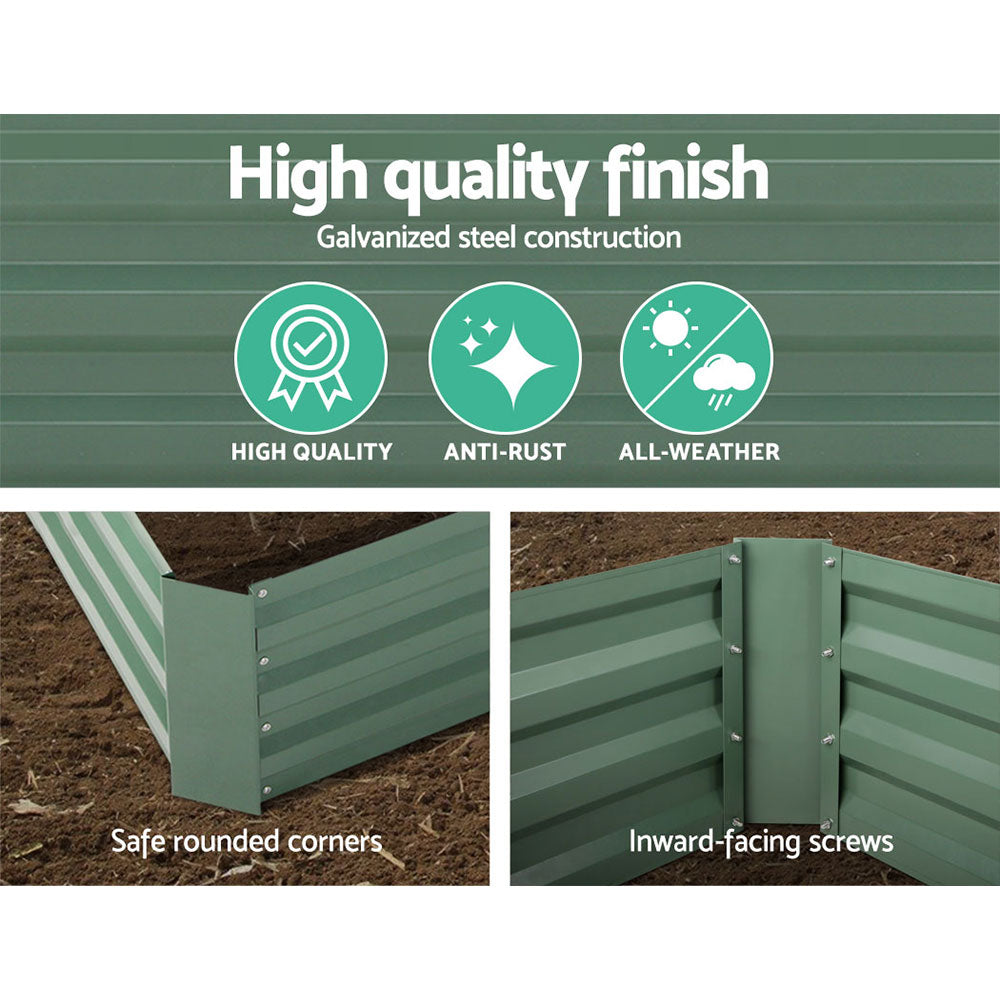 Greenfingers Garden Bed made of galvanized steel, measuring 150cm x 90cm, ideal for growing vegetables and flowers.