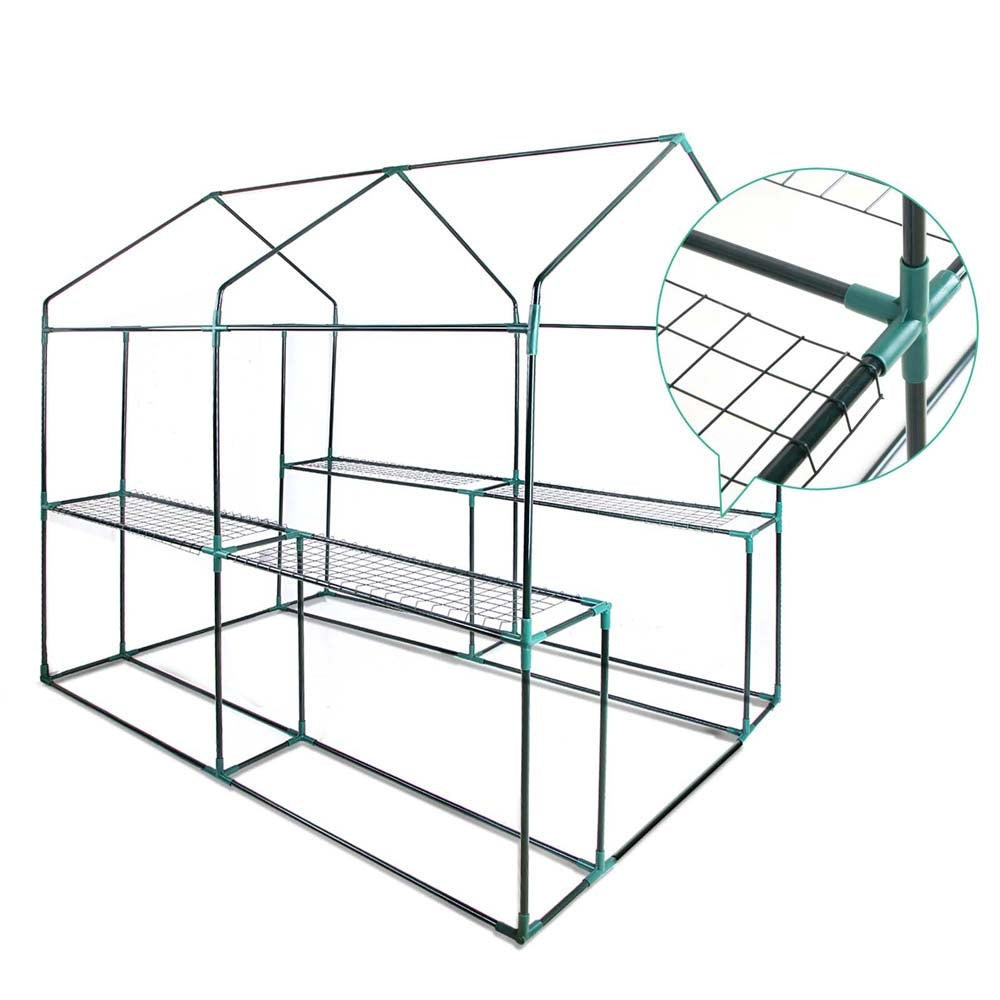 Greenfingers Greenhouse Garden Shed 1.9x1.2M with transparent PVC cover and powder-coated steel frame, ideal for small gardens.