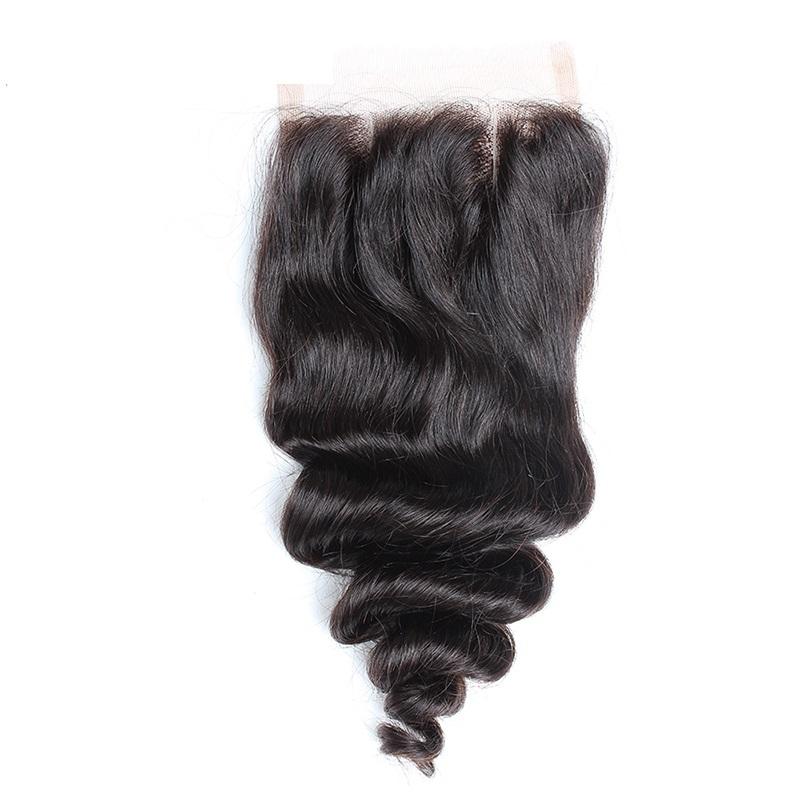 Gretremy 100% Peruvian Virgin Hair Loose Wave Lace Closure showcasing natural color and loose wave texture.