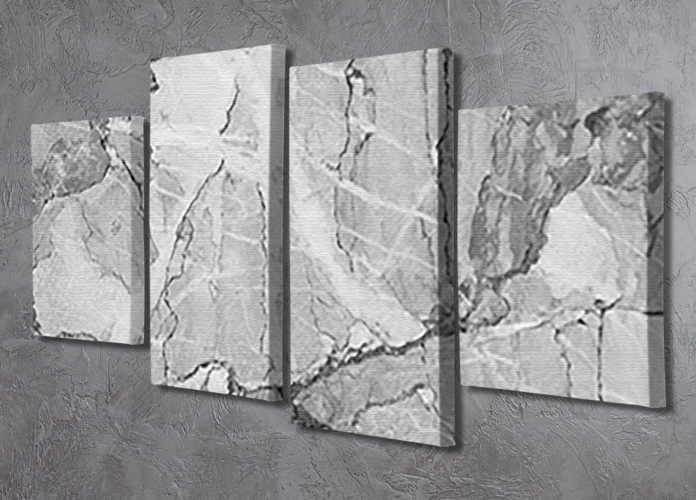 Grey Abstract Textured Marble 4 Split Panel Canvas artwork displayed in a modern living room setting.