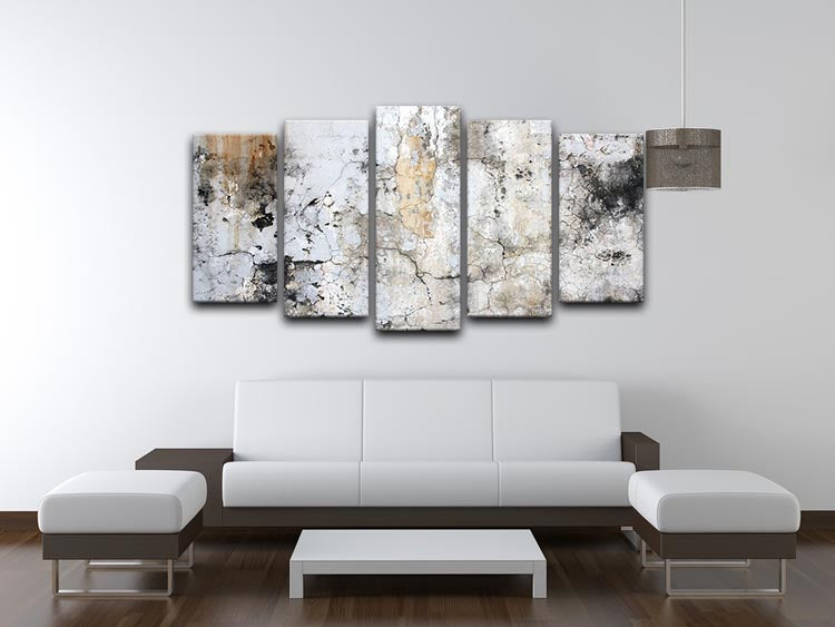 A stunning 5-panel canvas artwork featuring a grunge cracked wall design, perfect for modern interior decor.