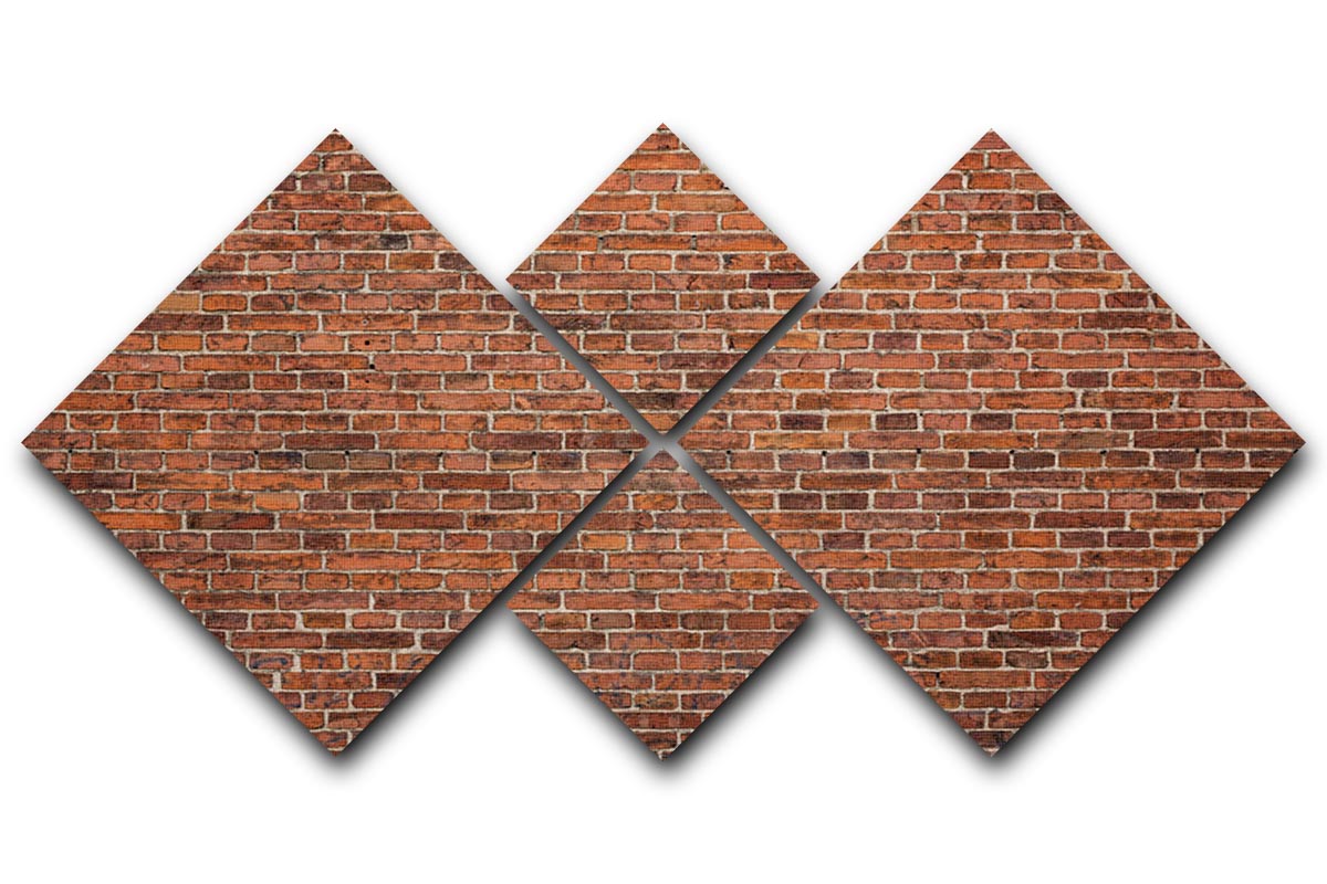 A vibrant 4-square canvas artwork featuring a grunge red brick wall design, perfect for modern home decor.