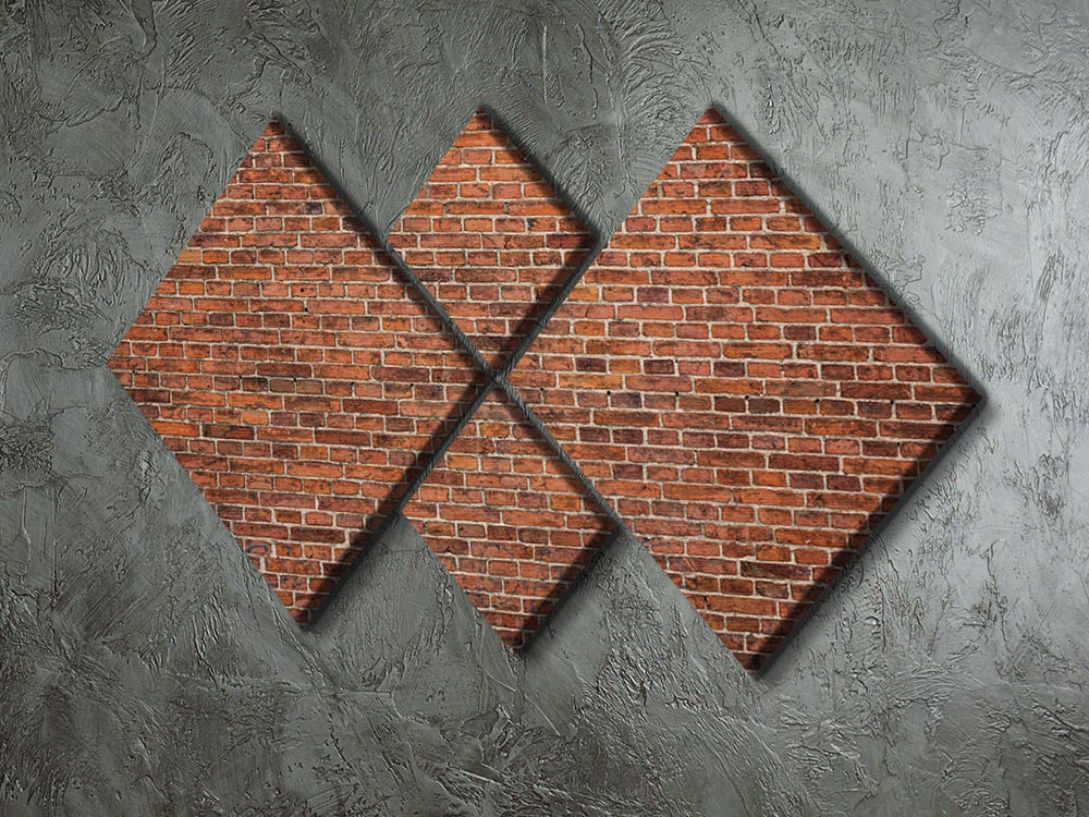 A vibrant 4-square canvas artwork featuring a grunge red brick wall design, perfect for modern home decor.