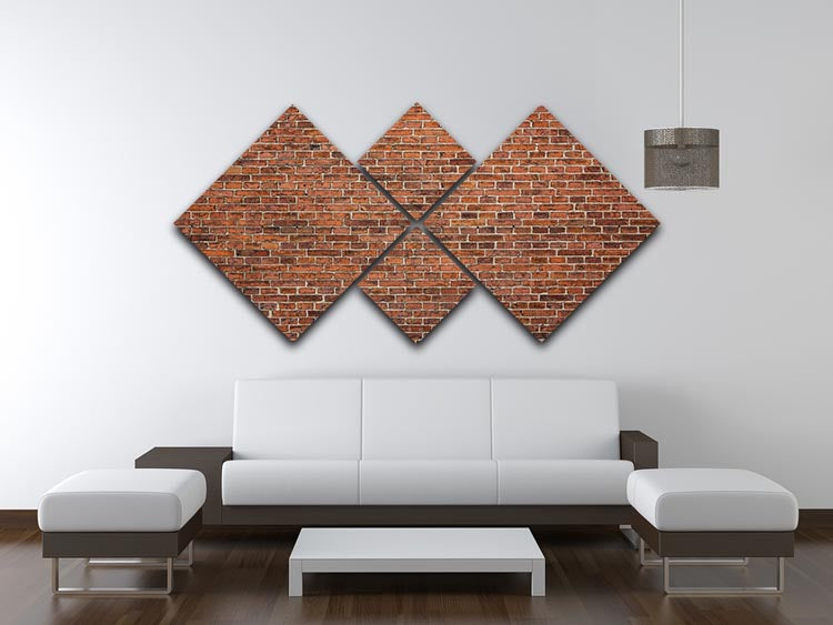 A vibrant 4-square canvas artwork featuring a grunge red brick wall design, perfect for modern home decor.