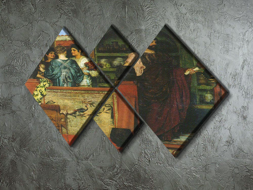 A 4-square multi canvas artwork depicting Hadrian visiting a Roman British pottery site, showcasing intricate details and vibrant colors.