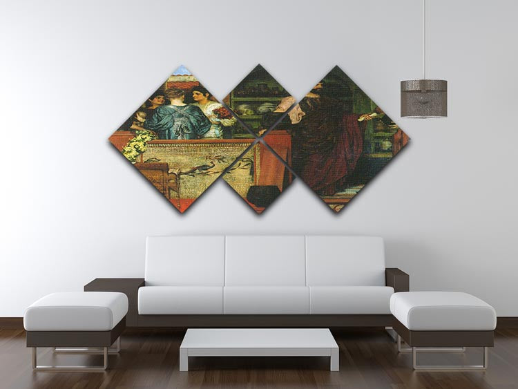 A 4-square multi canvas artwork depicting Hadrian visiting a Roman British pottery site, showcasing intricate details and vibrant colors.