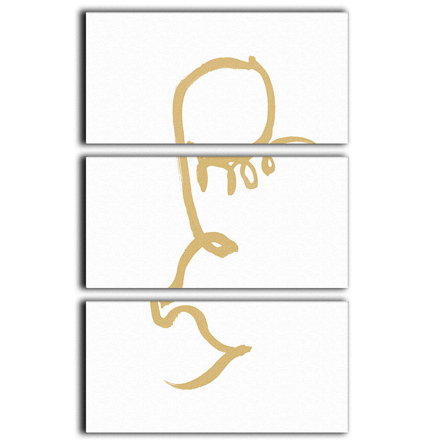 Half Face Gold 3 Split Panel Canvas Print showcasing three elegant panels with a modern design, perfect for home decor.