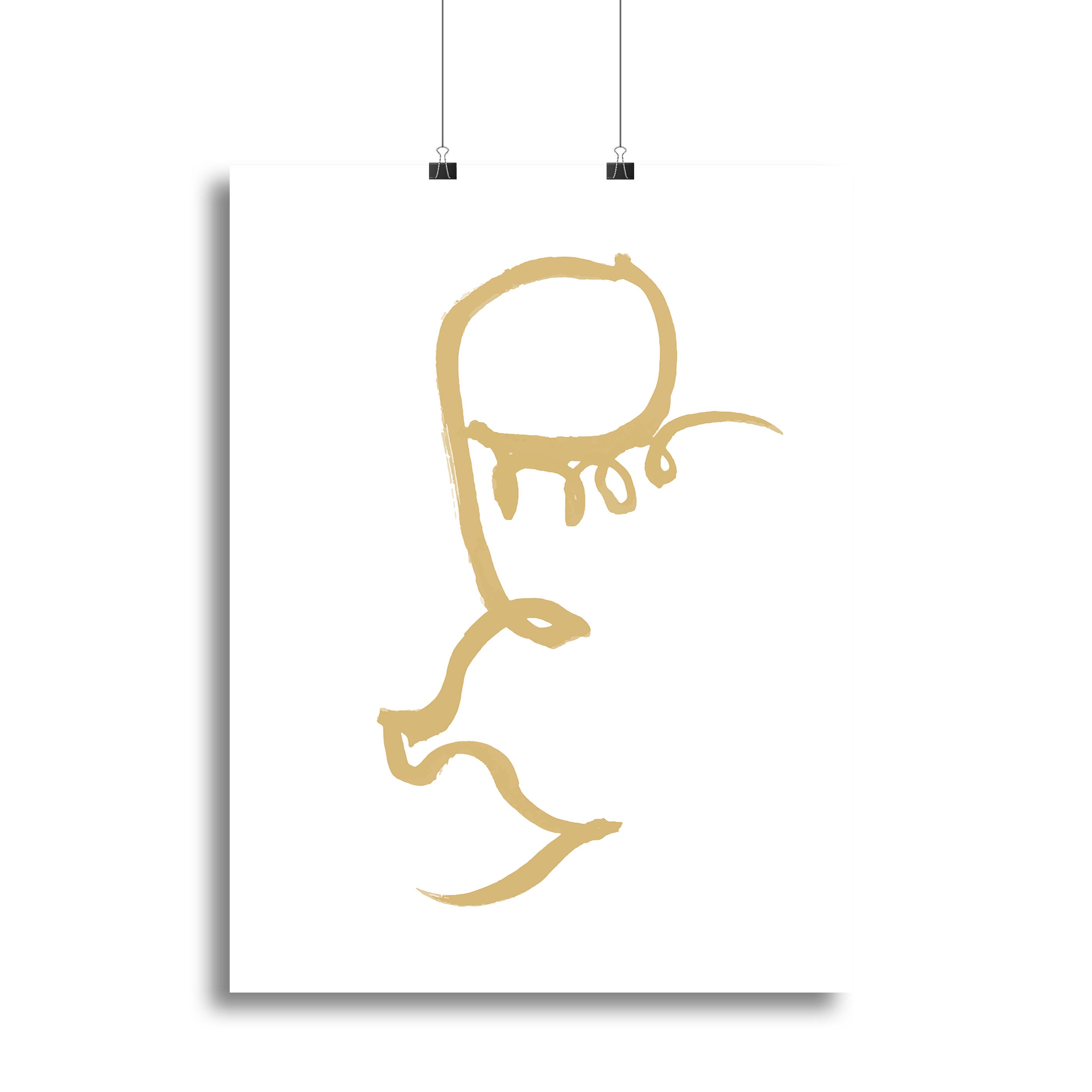 Half Face Gold Canvas Print showcasing modern art design with elegant gold accents.