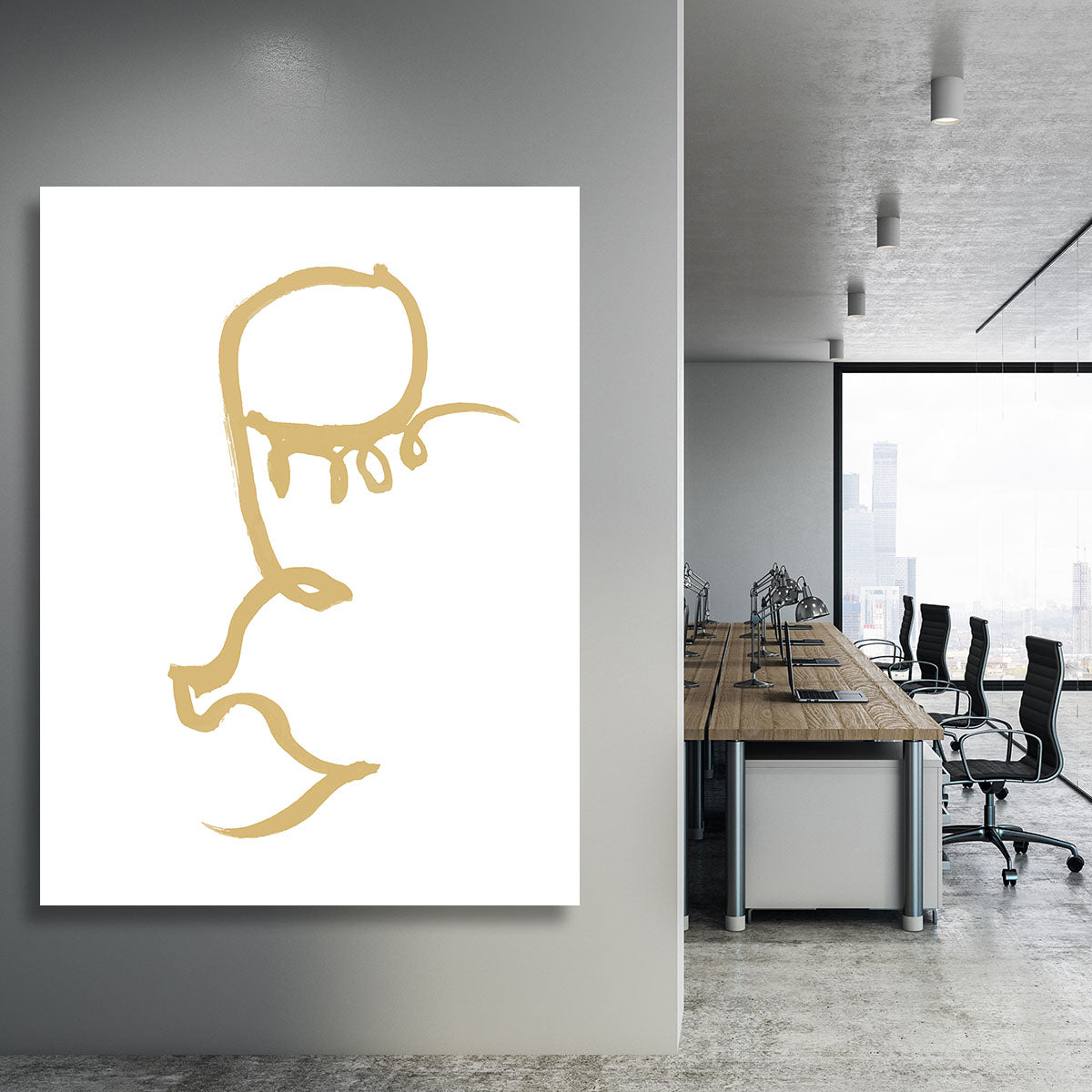 Half Face Gold Canvas Print showcasing modern art design with elegant gold accents.