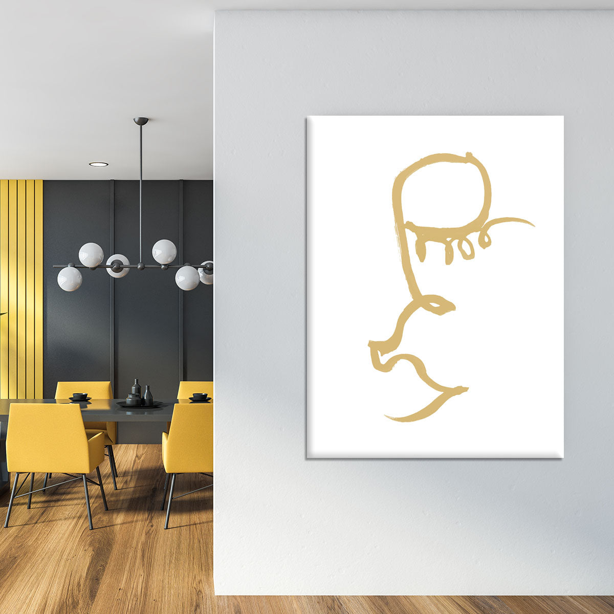 Half Face Gold Canvas Print showcasing modern art design with elegant gold accents.
