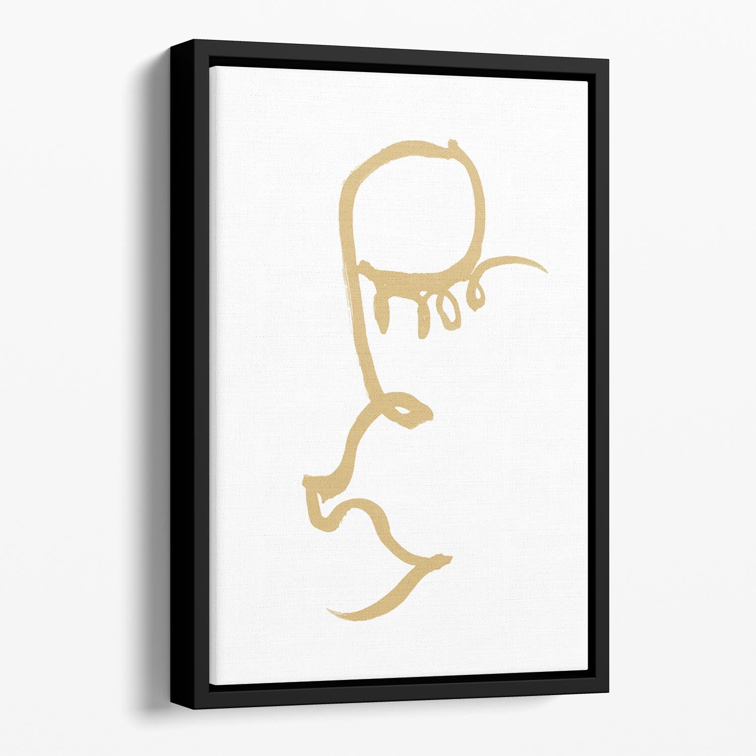 Half Face Gold Floating Framed Canvas featuring an abstract design with vibrant colors in an elegant wooden frame.