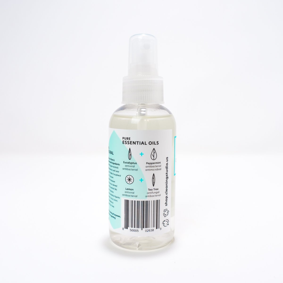 4oz bottle of Hand Sanitizer with Purify Essential Oil Blend, featuring a spray nozzle and natural ingredients.