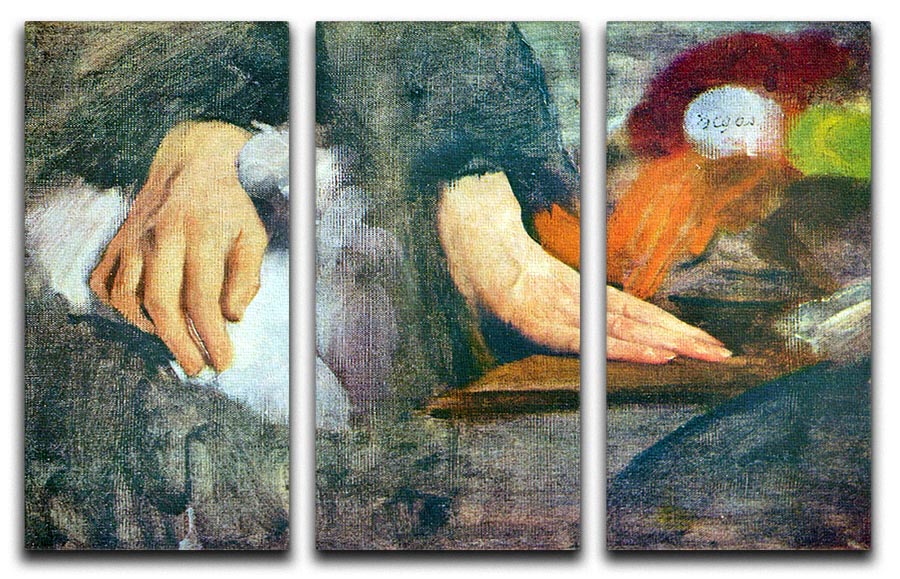 Hand Study by Degas 3 Split Panel Canvas Print showcasing elegant art in three panels, perfect for home decor.