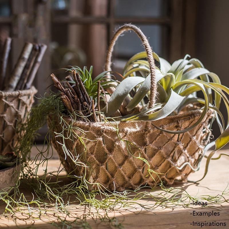 A set of three handmade hemp baskets in various sizes and colors, showcasing their natural texture and eco-friendly design.