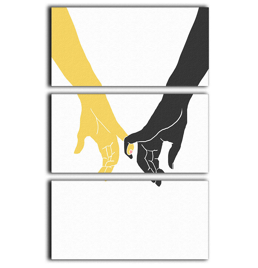 Three-panel canvas print featuring a hands pinky design, showcasing vibrant colors and intricate details.