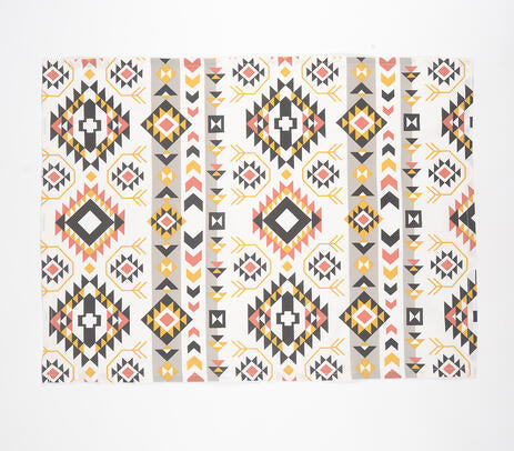 Set of 3 handwoven cotton Aztec kitchen towels in vibrant multicolor, showcasing unique patterns and artisanal craftsmanship.