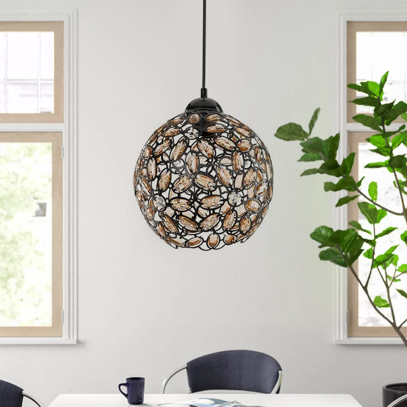 DOLL Hanging Lamp in black, featuring a sleek metallic and glass design, dimensions 25x25x65 cm, ideal for modern interiors.