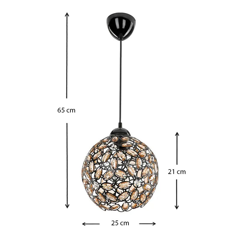 DOLL Hanging Lamp in black, featuring a sleek metallic and glass design, dimensions 25x25x65 cm, ideal for modern interiors.