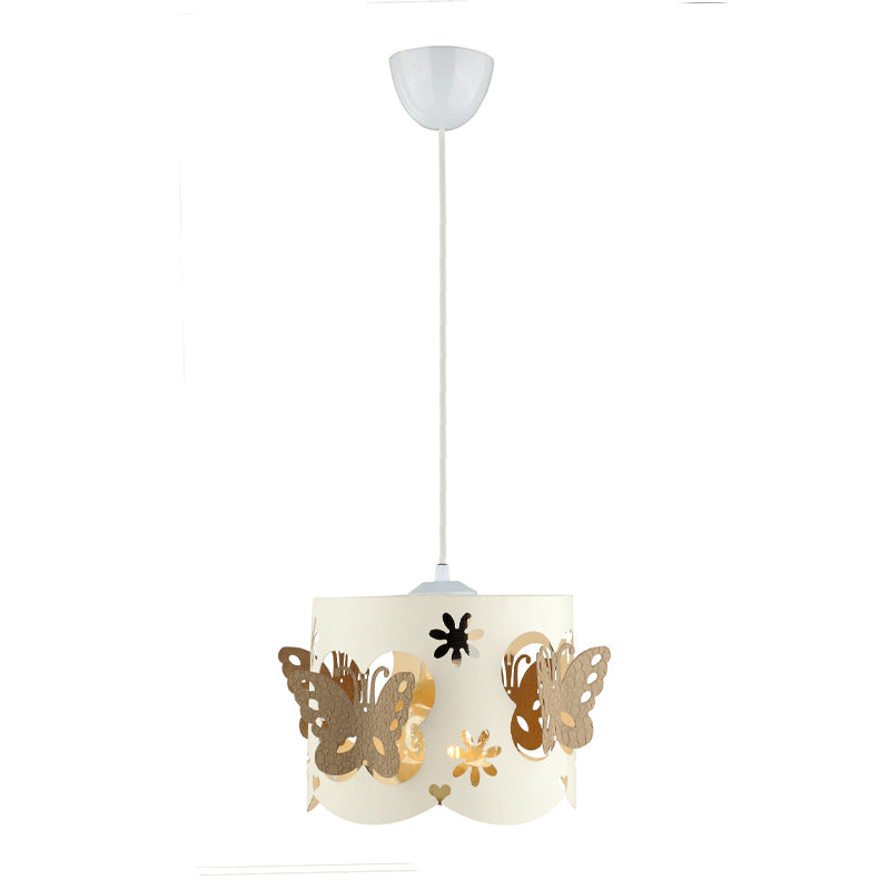 Hanging lamp for kids featuring a butterfly design in white and brown, perfect for children's rooms.