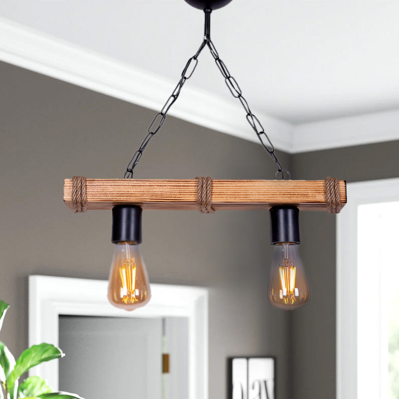 FOREST Hanging Lamp in walnut and natural wood finish, featuring two E27 bulb sockets and a stylish design suitable for various interiors.