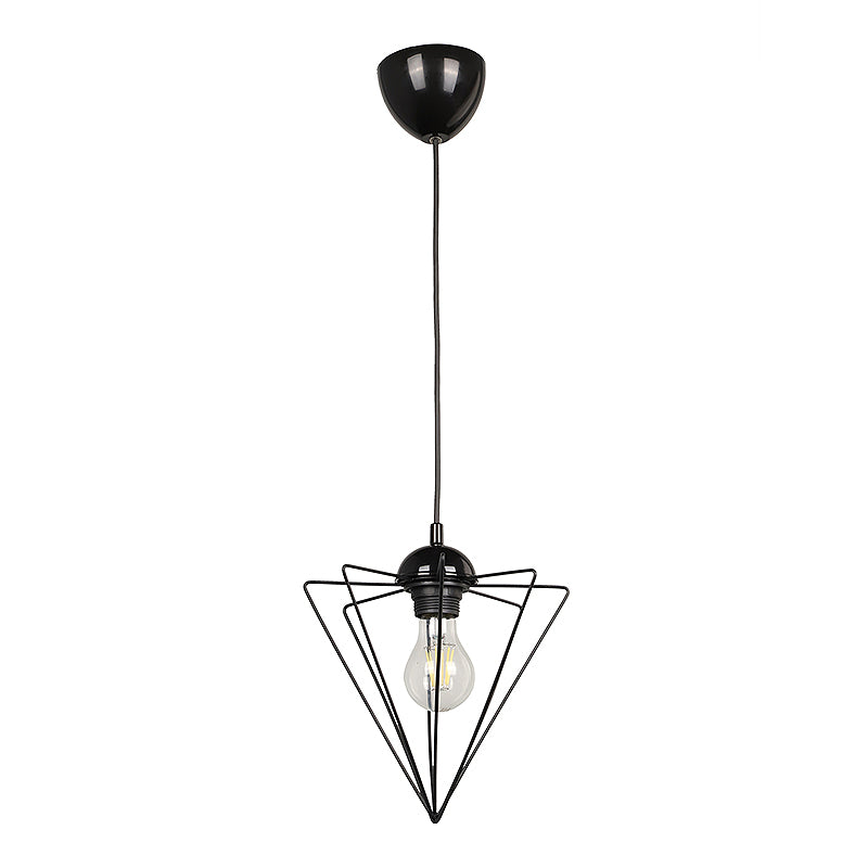 Hanging Lamp NEEDLE in black metallic finish, showcasing its sleek design and dimensions of 21x21x70 cm.