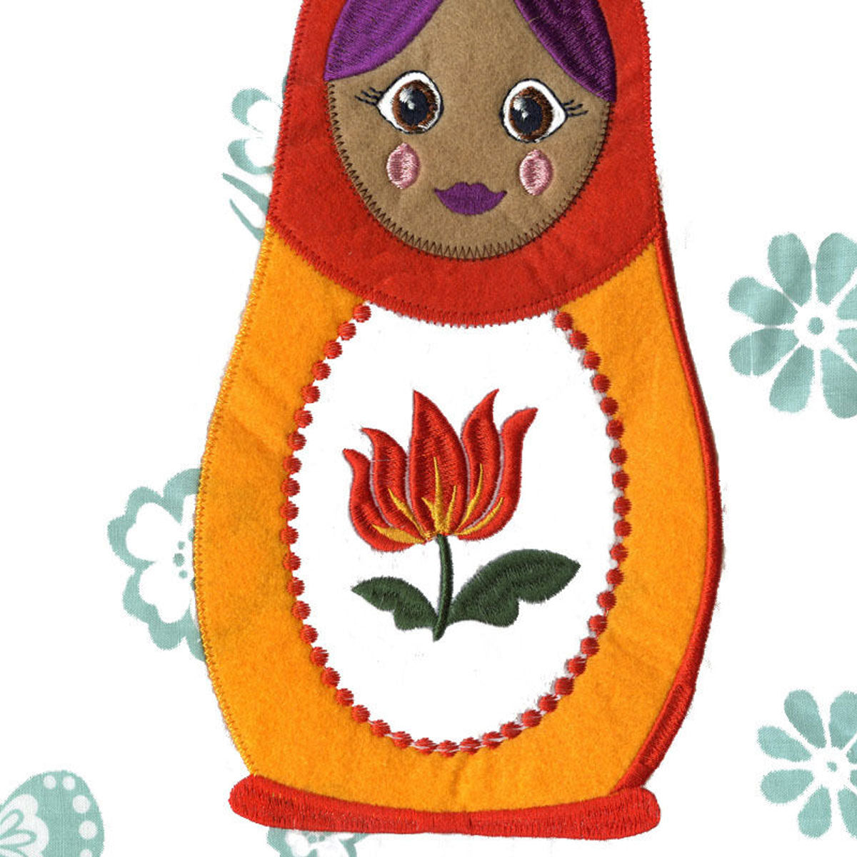 Happy Kids Chenka Quilt Cover Set featuring colorful matryoshka doll embroidery on a soft polyester cotton blend fabric.