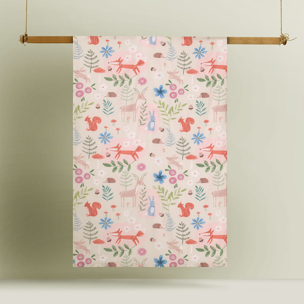 Happy Kids Glow in the Dark Woodland Park Quilt Cover Set featuring vibrant animal and foliage designs in multiple colors.