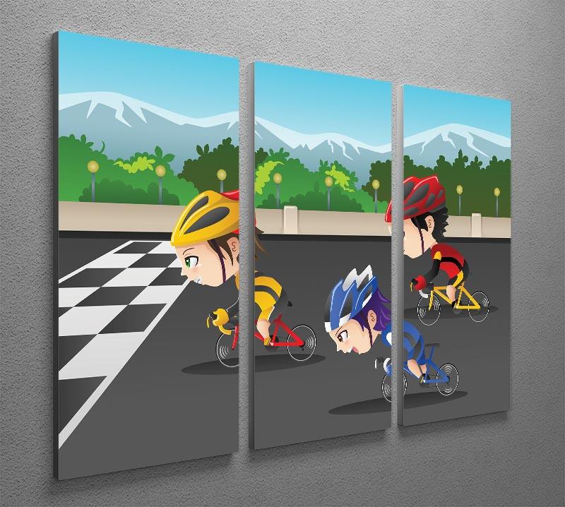 Happy Kids in a Race 3 Split Panel Canvas Print showcasing vibrant colors and playful imagery of children racing.
