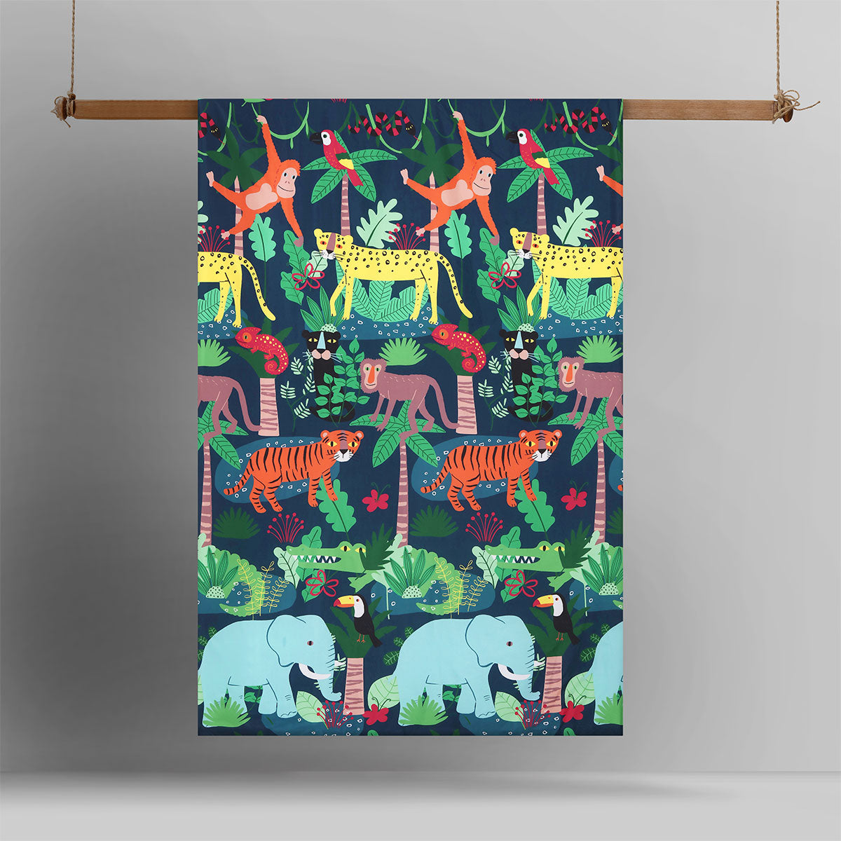 Happy Kids Rainforest Glow in the Dark Quilt Cover Set featuring vibrant colors and playful rainforest design, perfect for children's bedrooms.