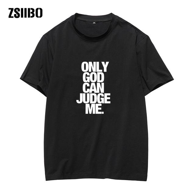 Harajuku Streetwear Customized Print T-Shirt featuring 'ONLY GOD CAN JUDGE ME' in bold letters, showcasing a stylish scoop neck and short sleeves.