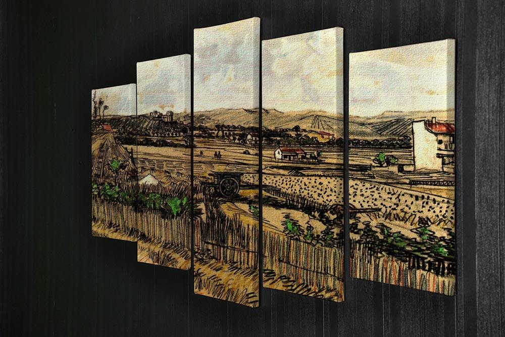 5-split canvas artwork of Harvest in Provence by Van Gogh, showcasing vibrant colors and dynamic design.