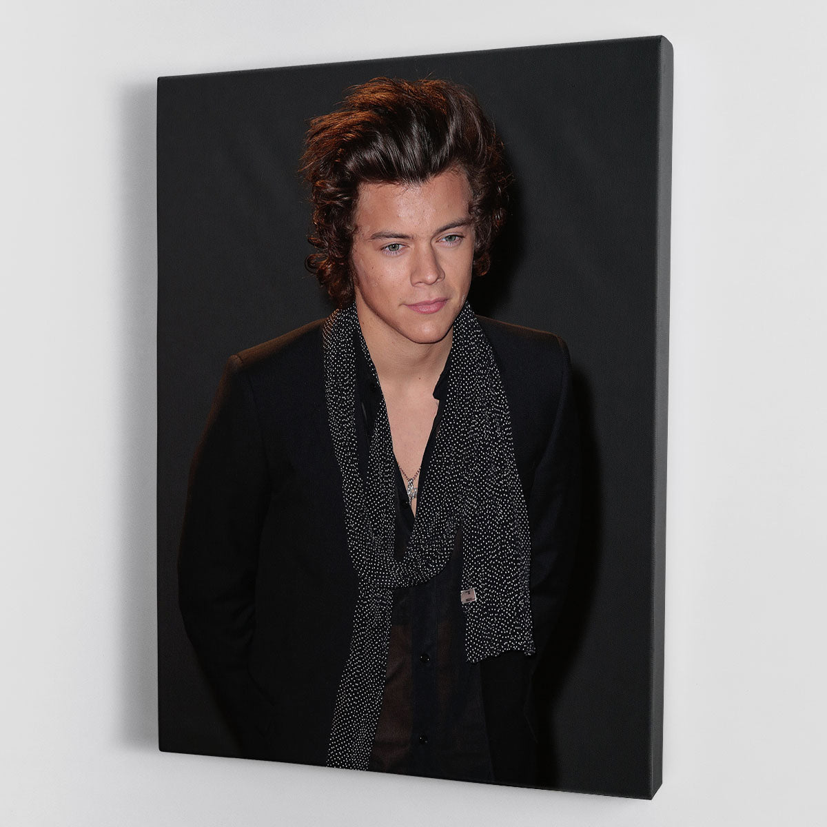 Canvas print or poster featuring Harry Styles at the British Fashion Awards, showcasing his iconic fashion style.
