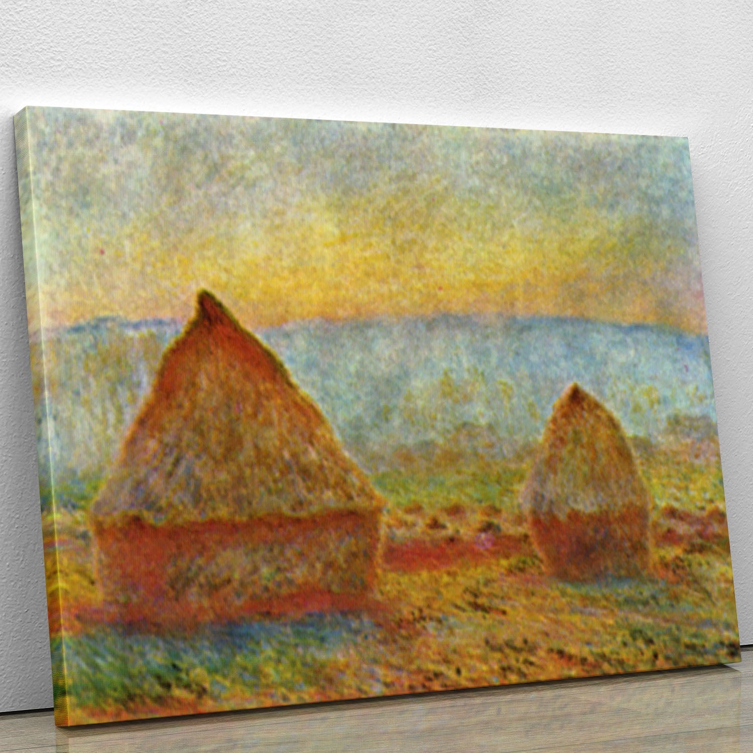 Haystack 1 by Monet canvas print showcasing impressionist art with soft colors and natural beauty.