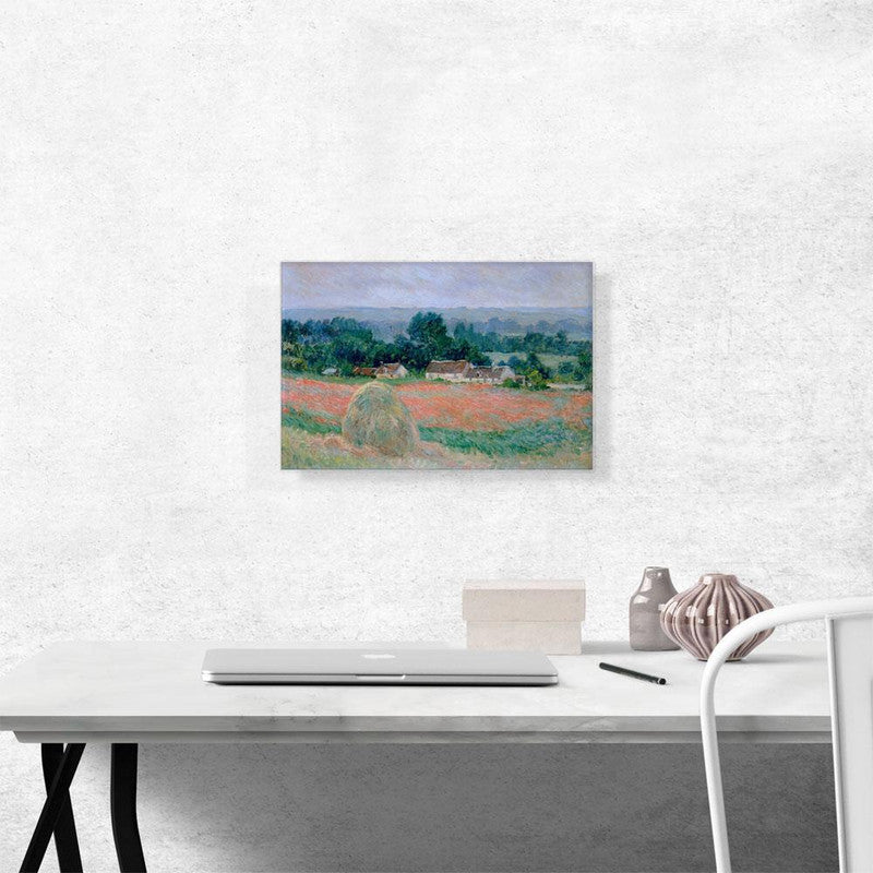 Canvas print of Haystack At Giverny 1886, showcasing vibrant colors and intricate details of nature.