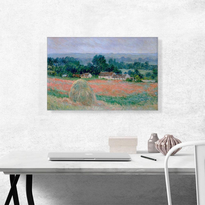 Canvas print of Haystack At Giverny 1886, showcasing vibrant colors and intricate details of nature.