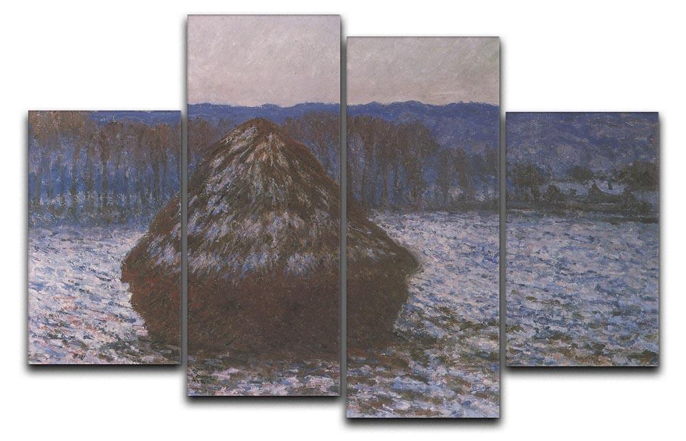 Haystacks 2 by Monet artwork displayed as a 4-split canvas, showcasing vibrant colors and intricate details.