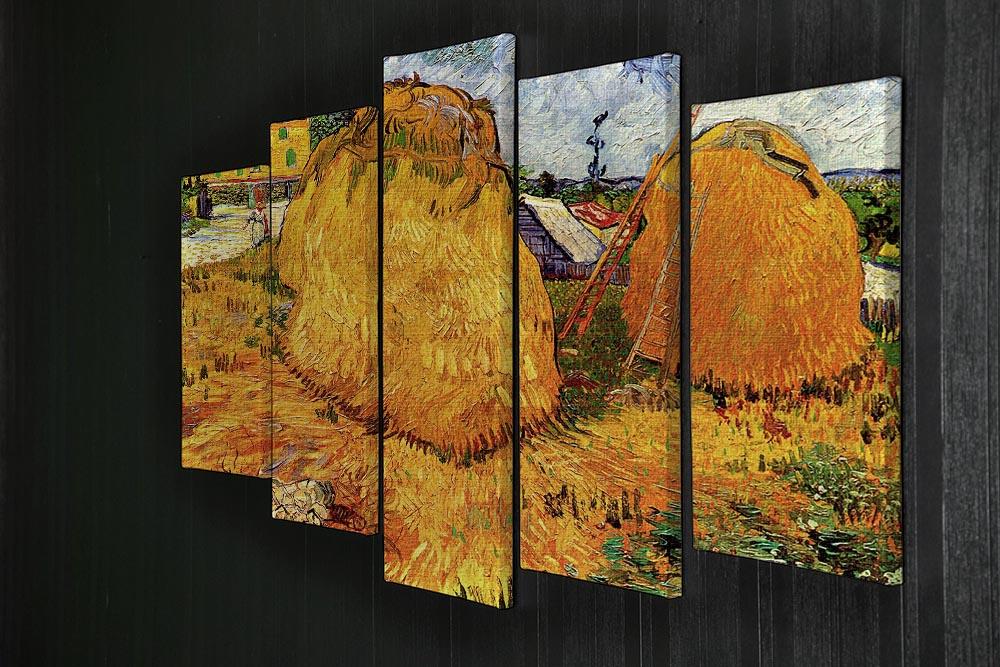 A stunning 5-split canvas artwork featuring Van Gogh's Haystacks in Provence, showcasing vibrant colors and dynamic design.
