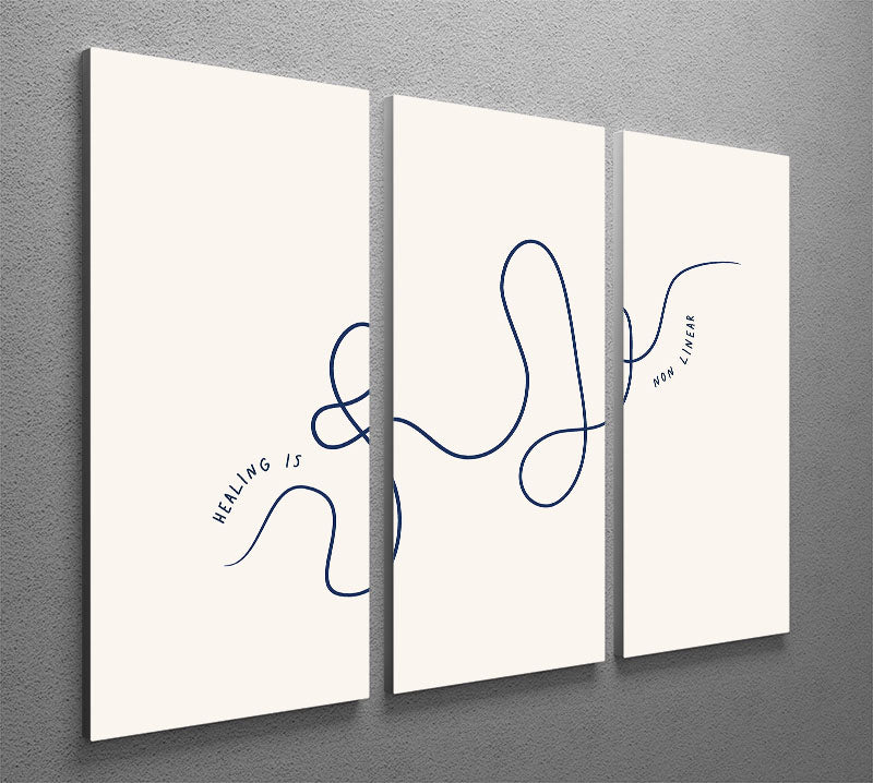 Healing Is Nonlinear 3 Split Panel Canvas Print featuring three interconnected panels with vibrant colors and abstract designs.