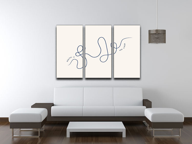 Healing Is Nonlinear 3 Split Panel Canvas Print featuring three interconnected panels with vibrant colors and abstract designs.