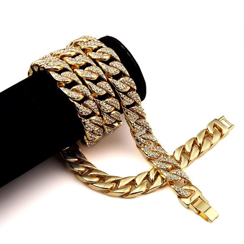 Heavy 24K Solid Gold Plated Miami Cuban Link Necklace, shiny and stylish, perfect for men.