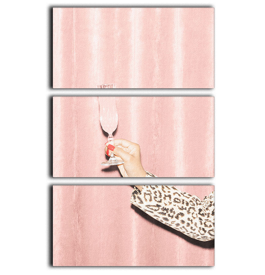 Here's To Pink 04 3 Split Panel Canvas Print featuring vibrant pink hues and elegant design, perfect for modern decor.