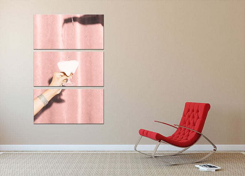 Here's To Pink 04 3 Split Panel Canvas Print featuring vibrant pink hues and elegant design, perfect for modern decor.