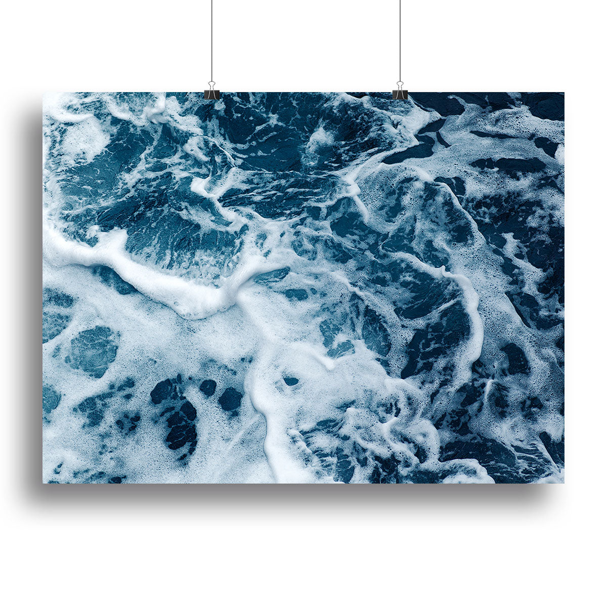 High angle view of rippled water captured in a canvas print, showcasing serene blue tones and fluid patterns.