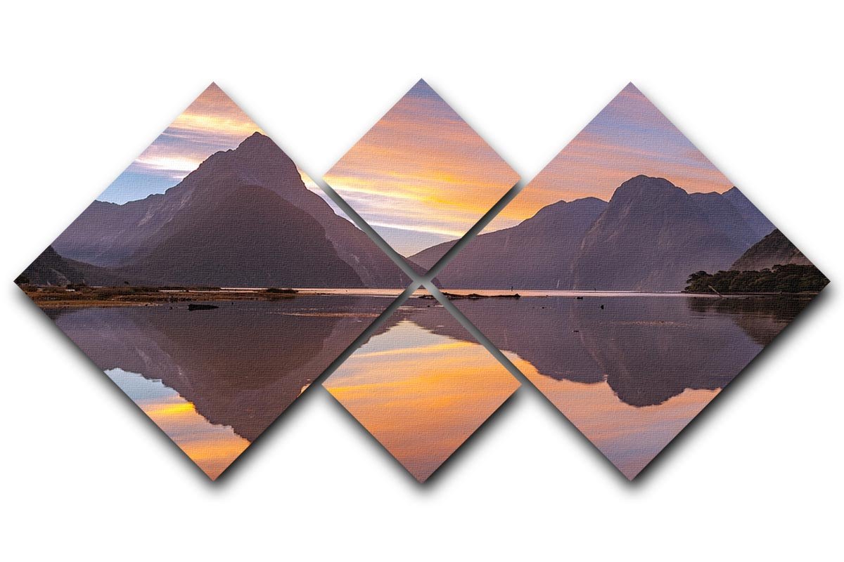 High Mountain Glacier at Milford Sound 4 Square Multi Panel Canvas artwork showcasing stunning glacier landscape in four panels.