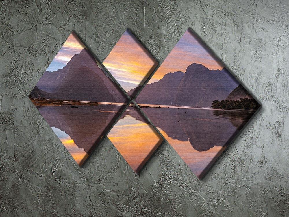 High Mountain Glacier at Milford Sound 4 Square Multi Panel Canvas artwork showcasing stunning glacier landscape in four panels.